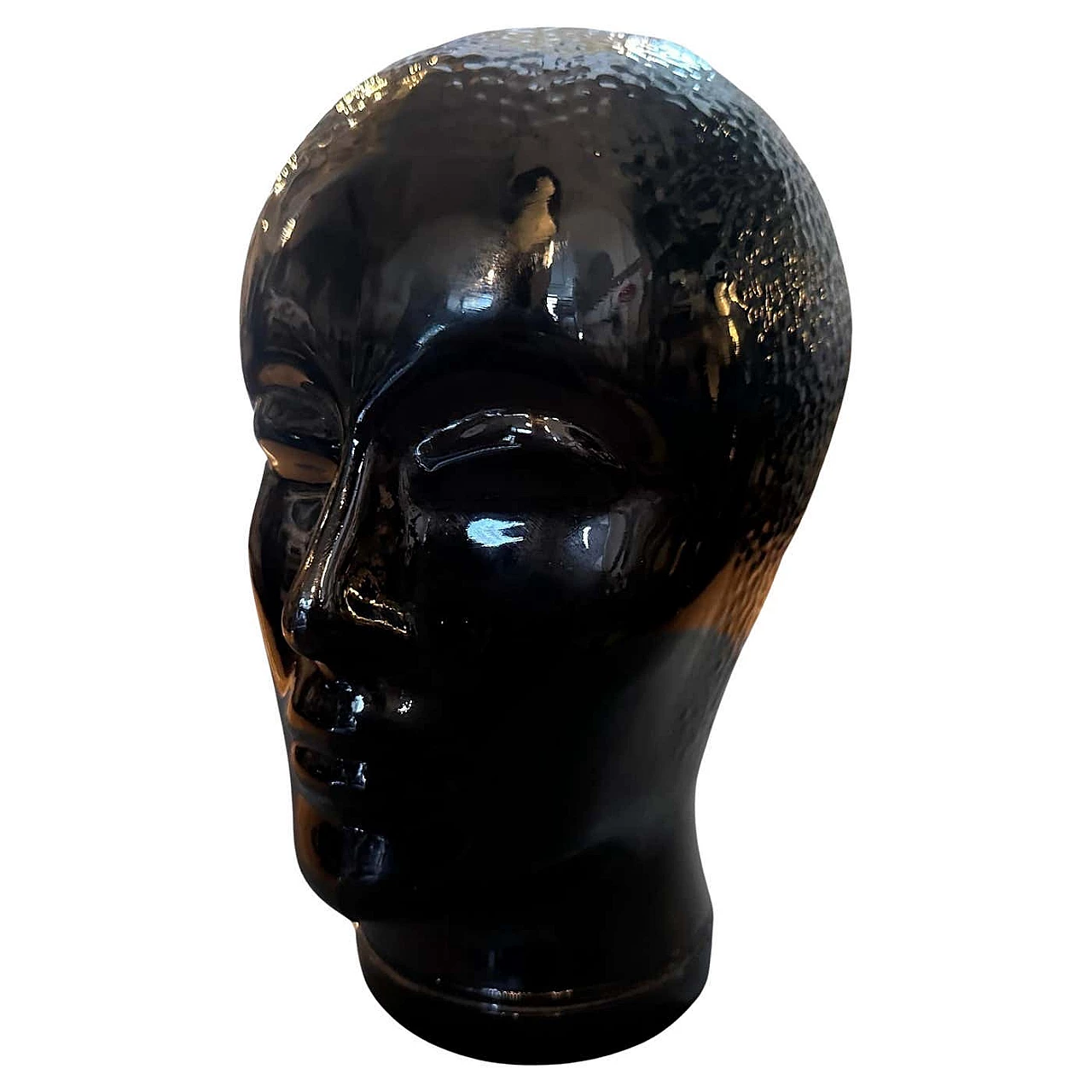 Black glass head attributed to Piero Fornasetti, 1970s 2
