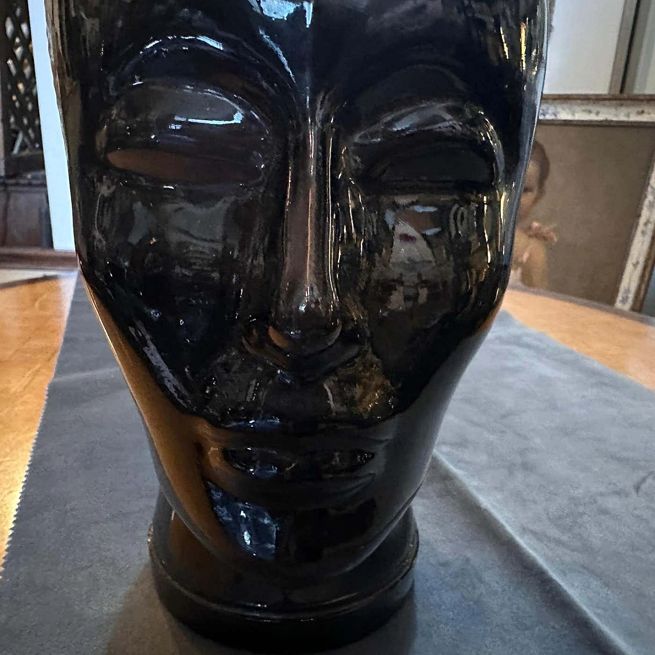 Black glass head attributed to Piero Fornasetti, 1970s 4