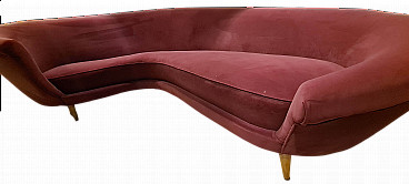 Curved velvet sofa by Guglielmo Veronosi for Isa Bergamo, 1950s