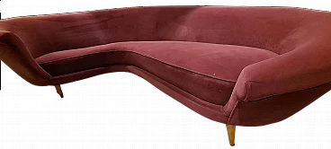 Curved velvet sofa by Guglielmo Veronosi for Isa Bergamo, 1950s