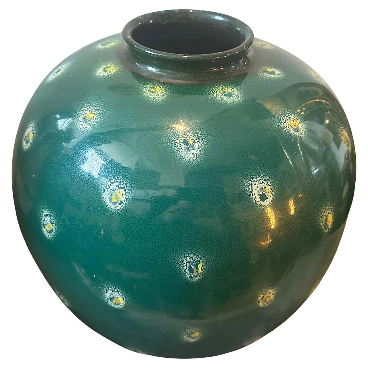 Vaso in ceramica verde alla maniera di Gio Ponti, 1955 1