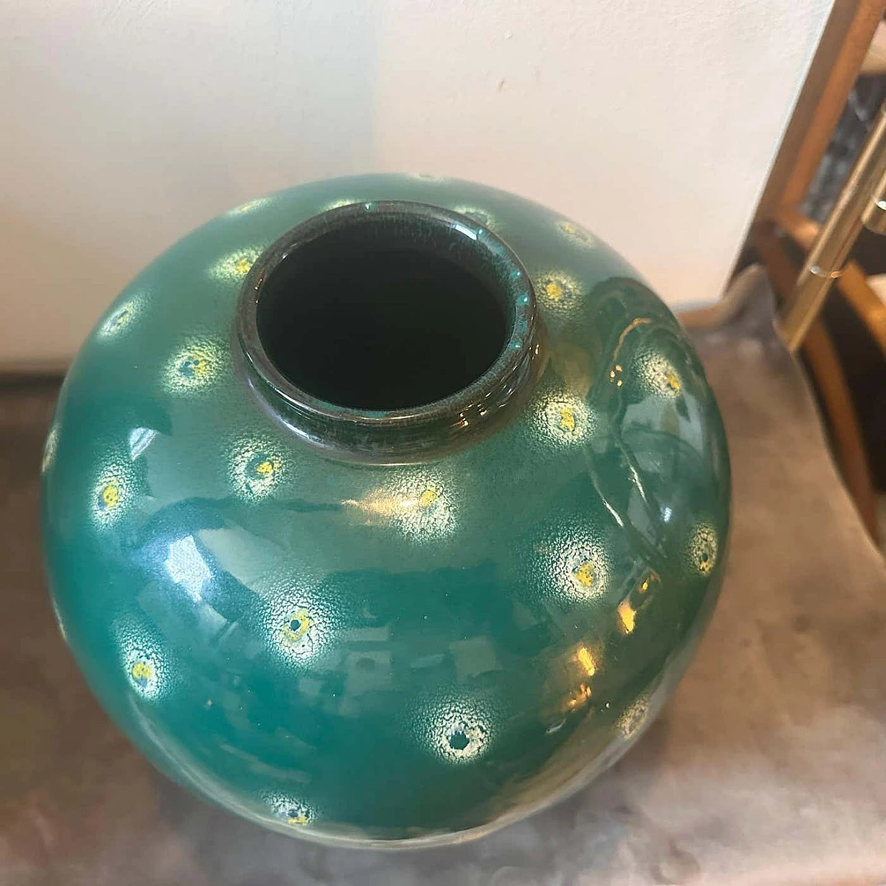 Vaso in ceramica verde alla maniera di Gio Ponti, 1955 3