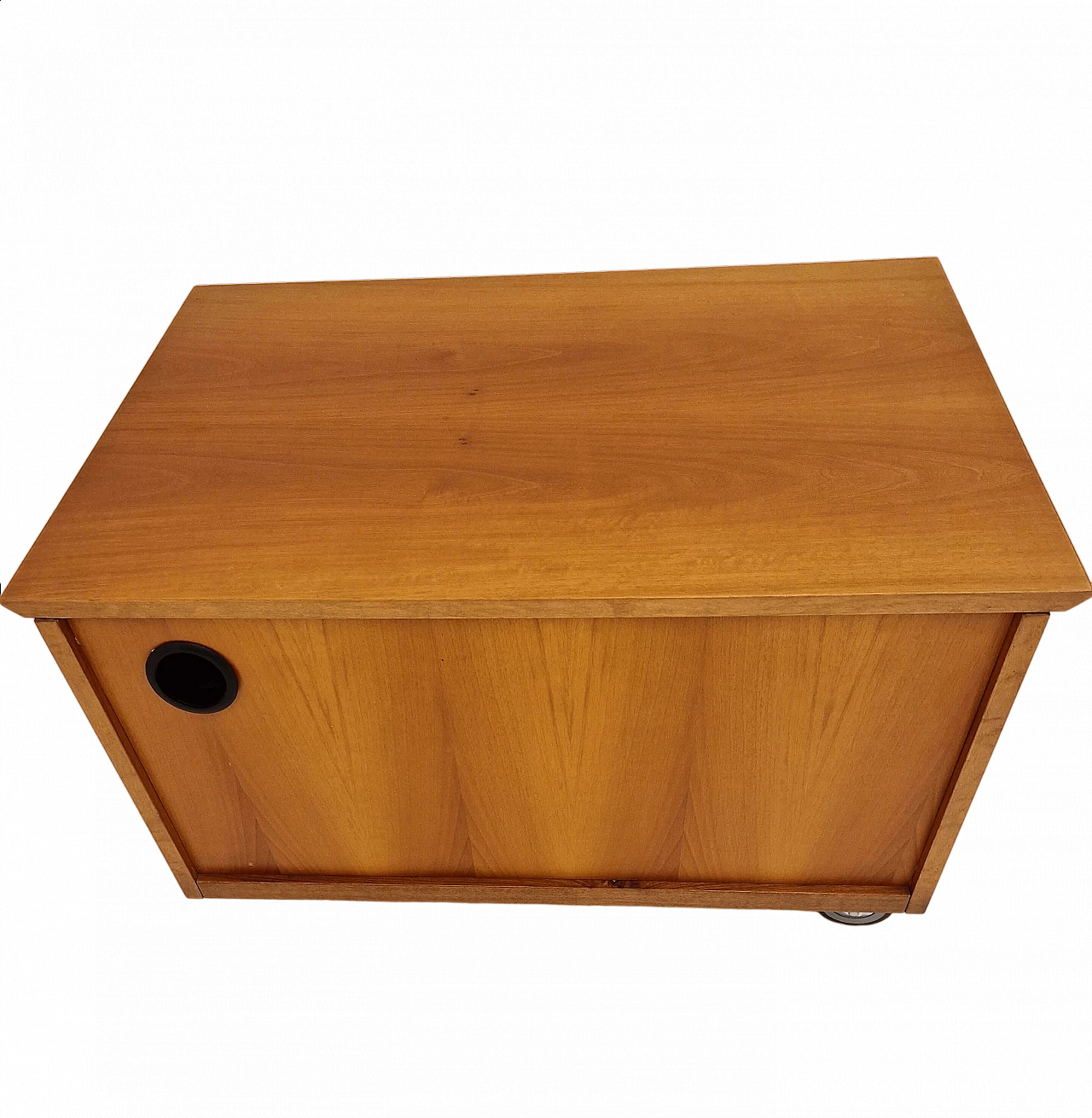 National walnut TV stand cabinet with casters 9