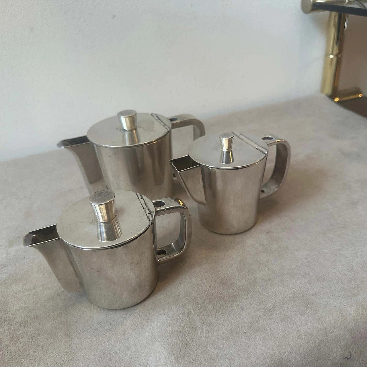 3 Art Deco coffee makers in nickel silver by Gio Ponti for Krupp, 1940s 2