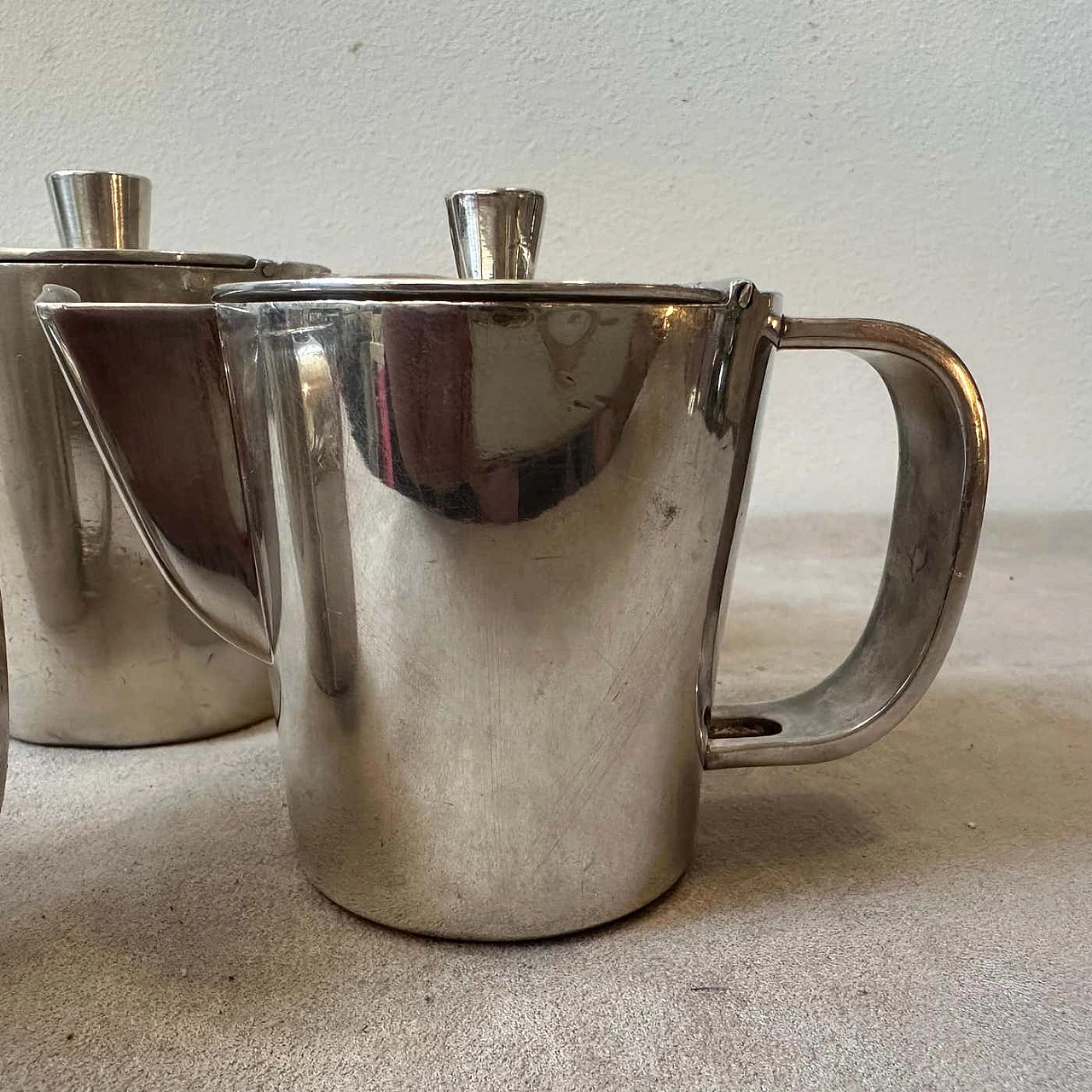 3 Art Deco coffee makers in nickel silver by Gio Ponti for Krupp, 1940s 4
