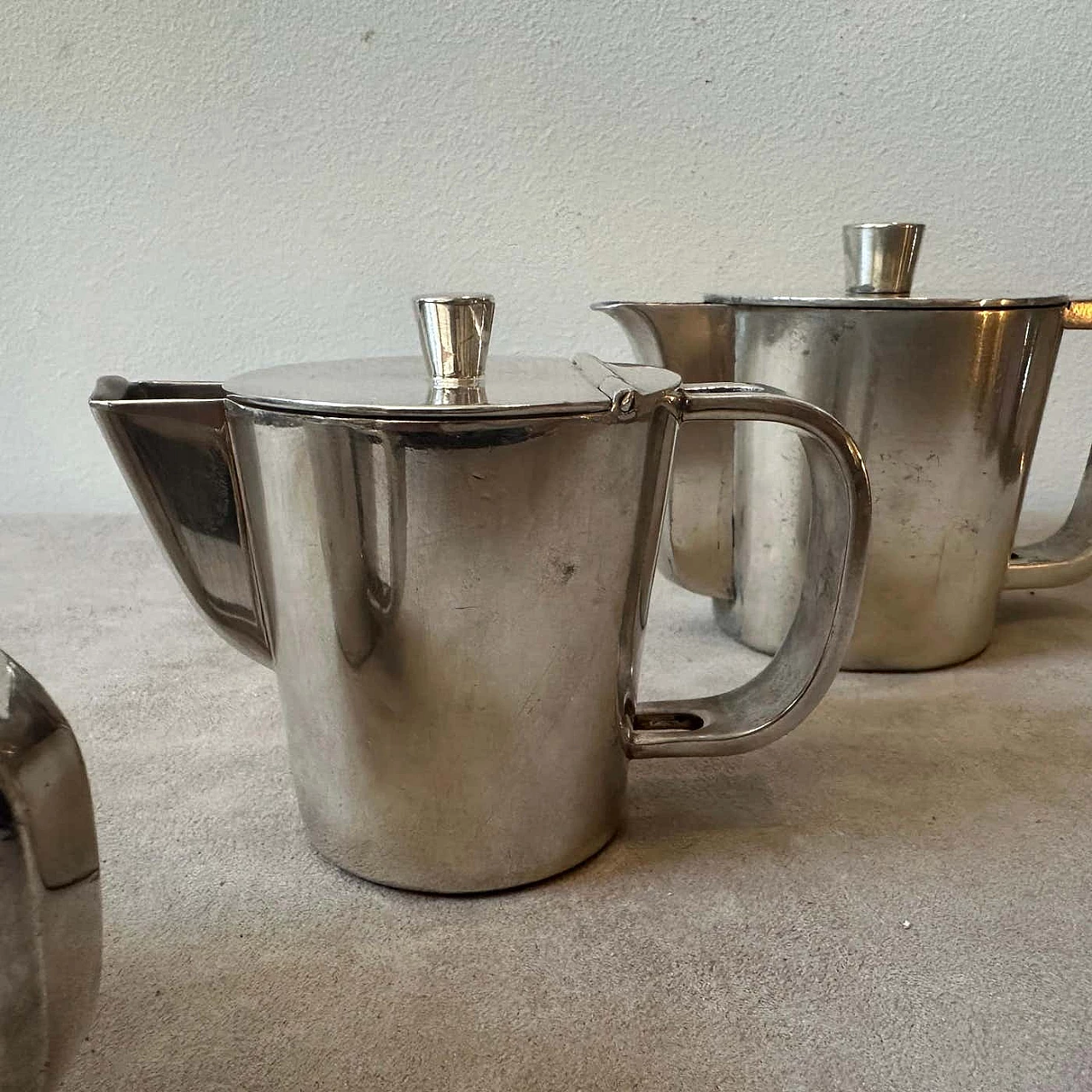 3 Art Deco coffee makers in nickel silver by Gio Ponti for Krupp, 1940s 5