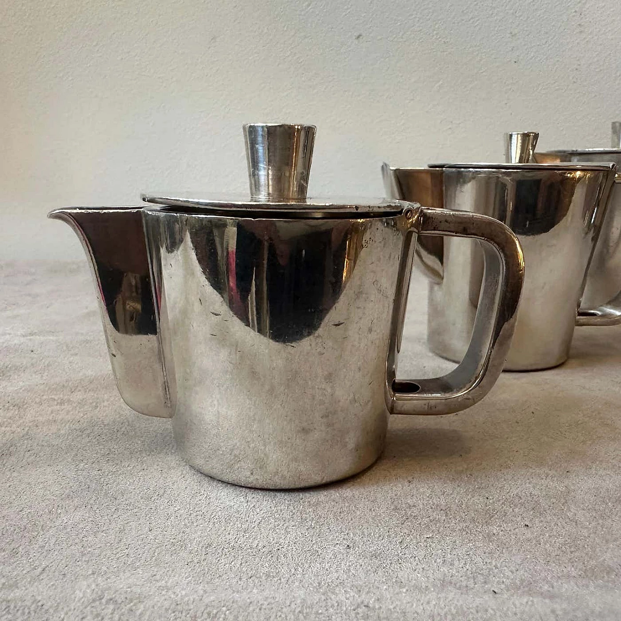 3 Art Deco coffee makers in nickel silver by Gio Ponti for Krupp, 1940s 6
