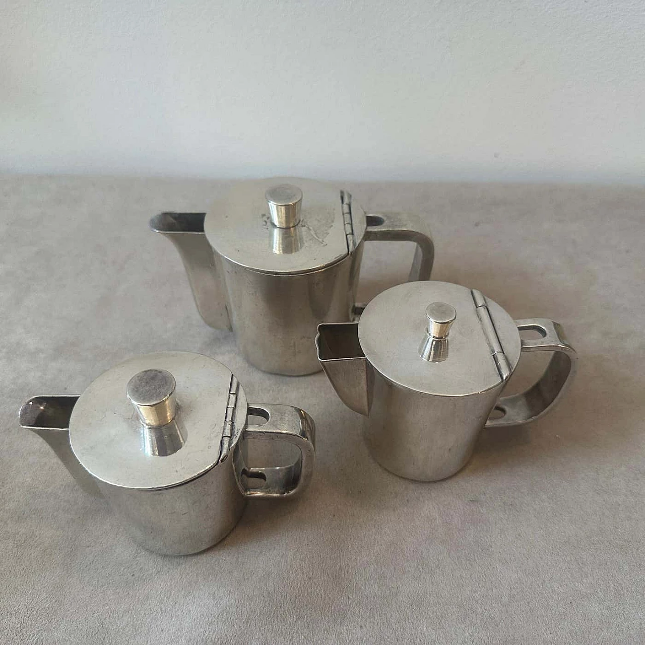 3 Art Deco coffee makers in nickel silver by Gio Ponti for Krupp, 1940s 10