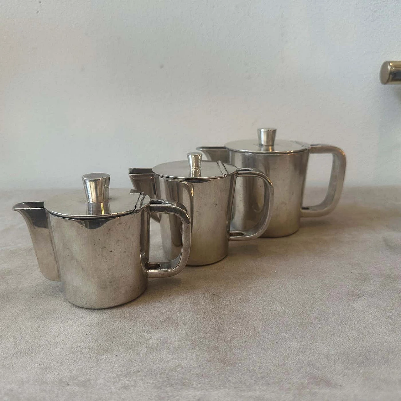 3 Art Deco coffee makers in nickel silver by Gio Ponti for Krupp, 1940s 11