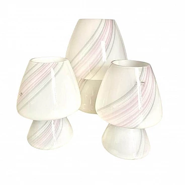 3 Mushroom table lamps in Murano glass, 1970s