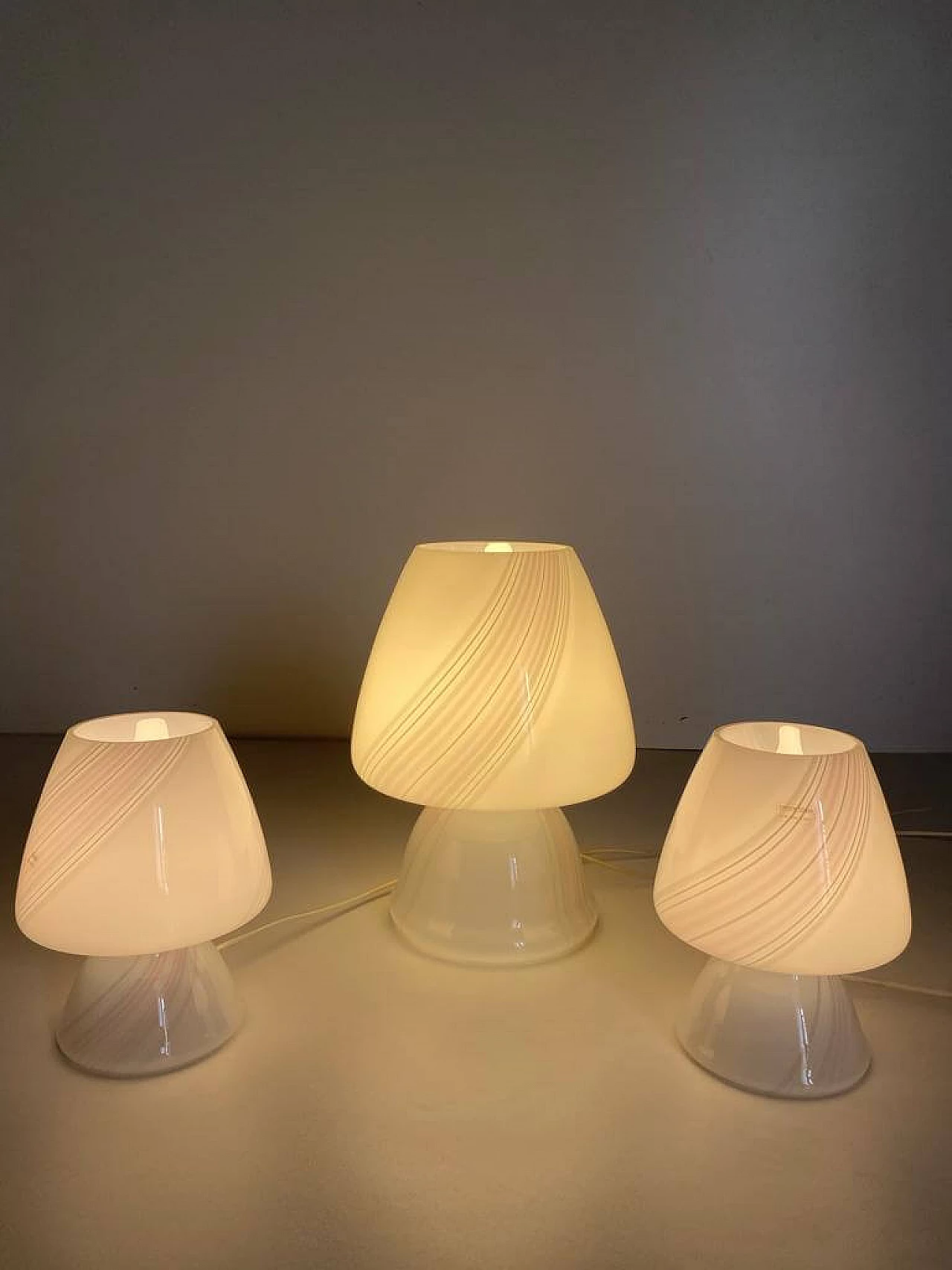 3 Lampade da tavolo a fungo in vetro di Murano, anni '70 7