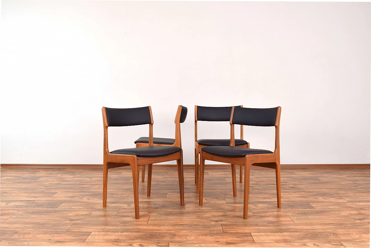 4 Chairs in teak and leather by Korup Stolefabrik, 1960s 2