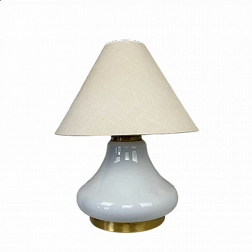 Shiny opaline glass and brass table lamp, 1970s