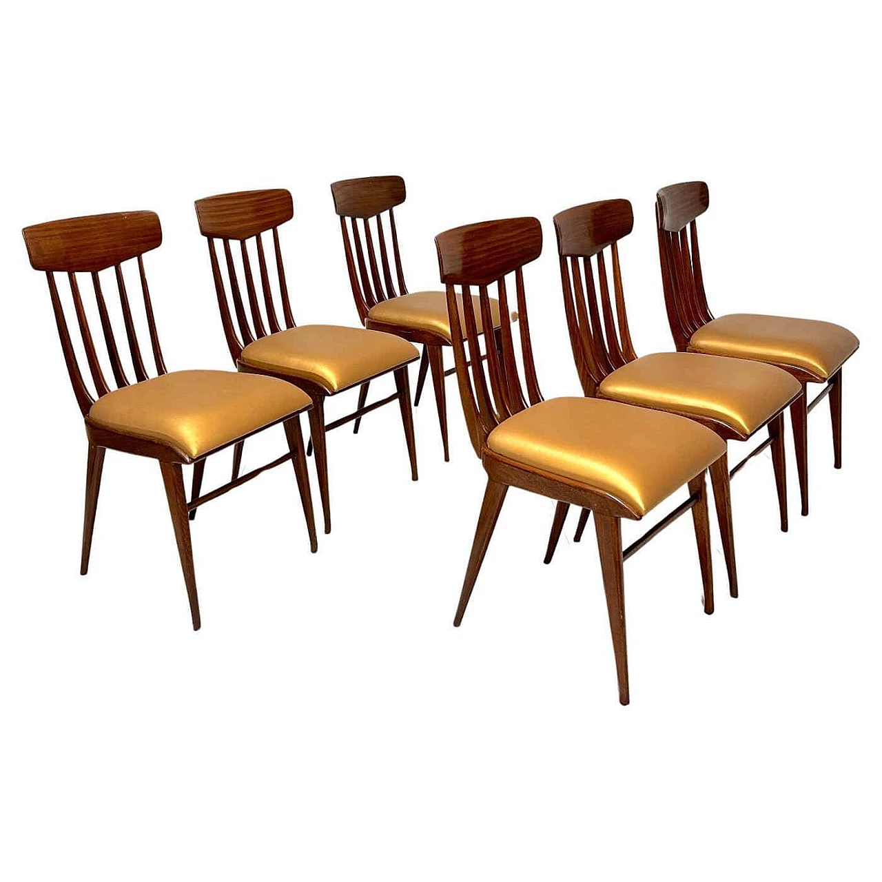 6 Sedie in legno, anni '50 1
