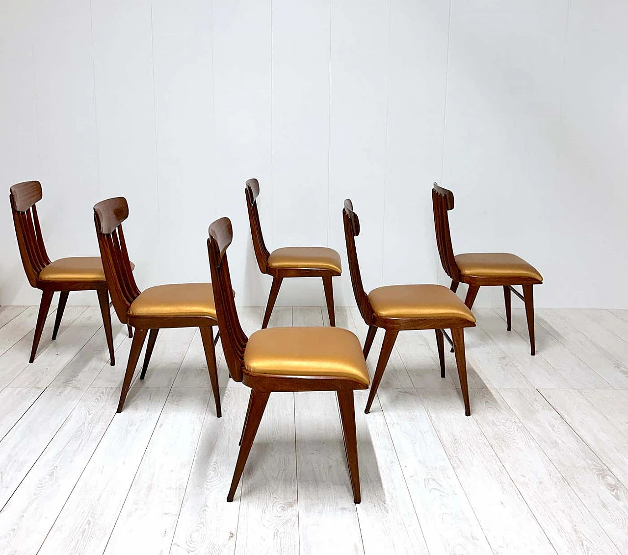 6 Sedie in legno, anni '50 3