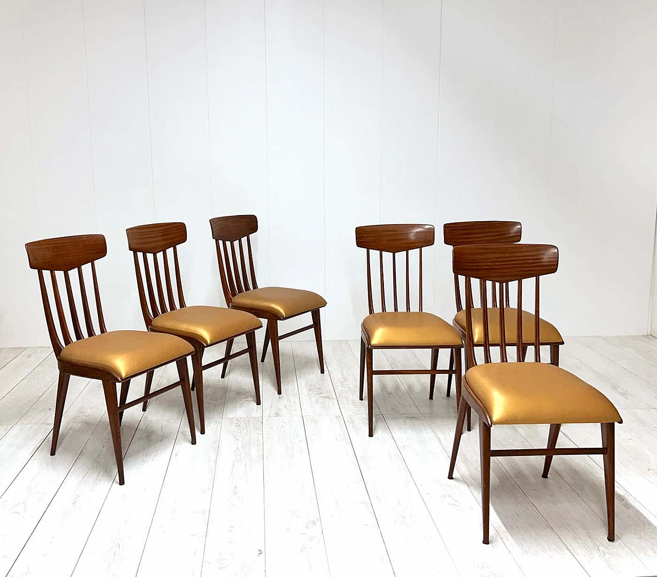6 Sedie in legno, anni '50 6