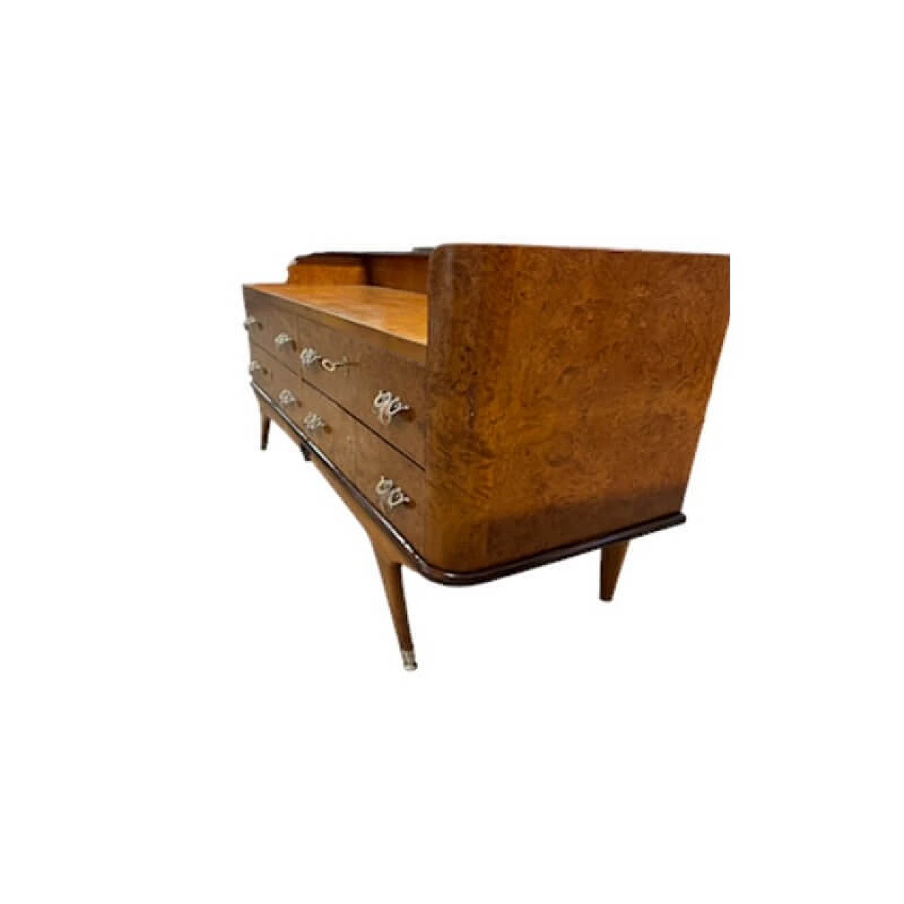Birch-root chest of drawers with four drawer front and glass top, 1950s 5