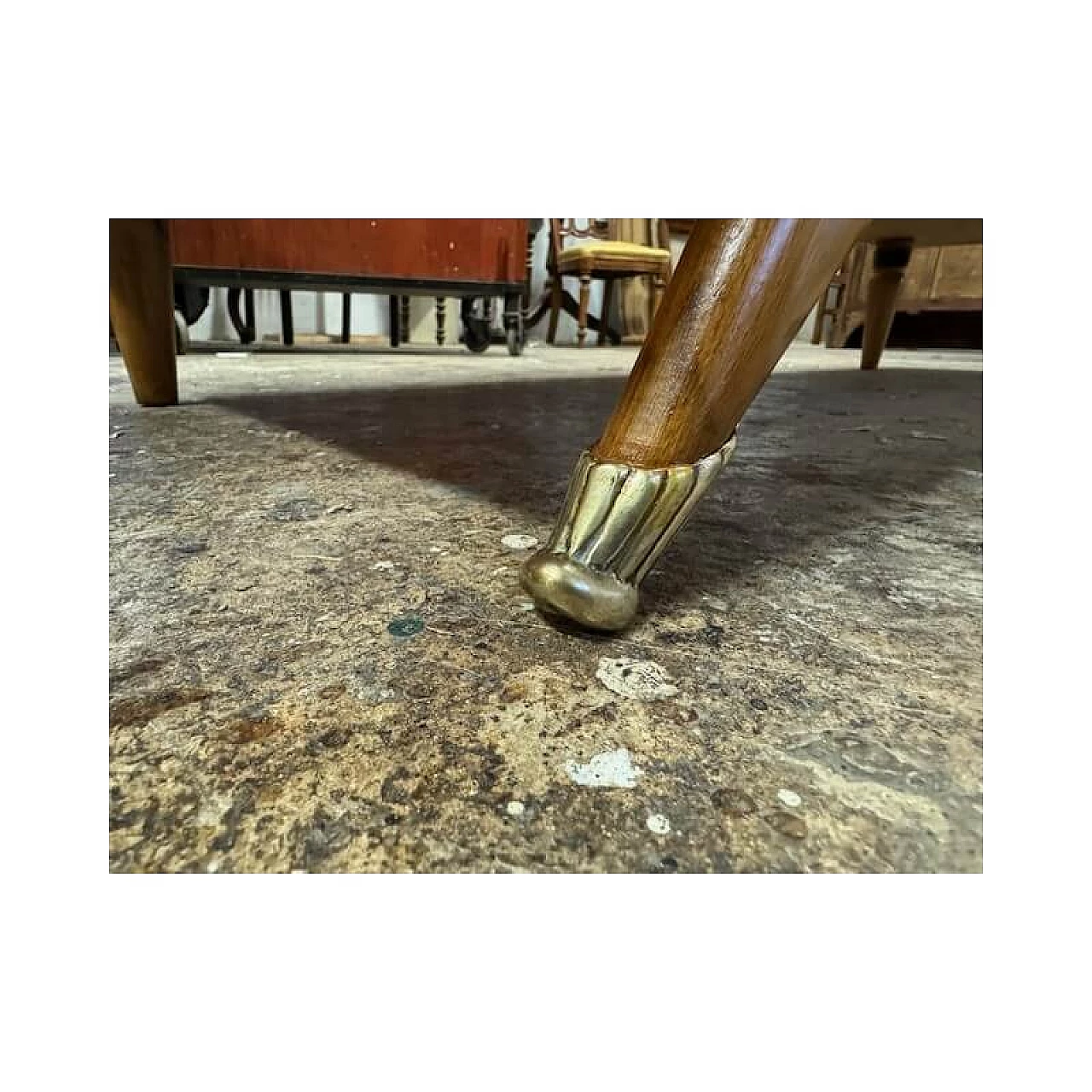 Cassettiera in radica di betulla con fronte a quattro cassetti e piano in vetro, anni '50 13