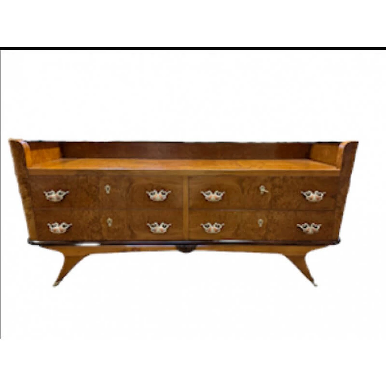 Birch-root chest of drawers with four drawer front and glass top, 1950s 18
