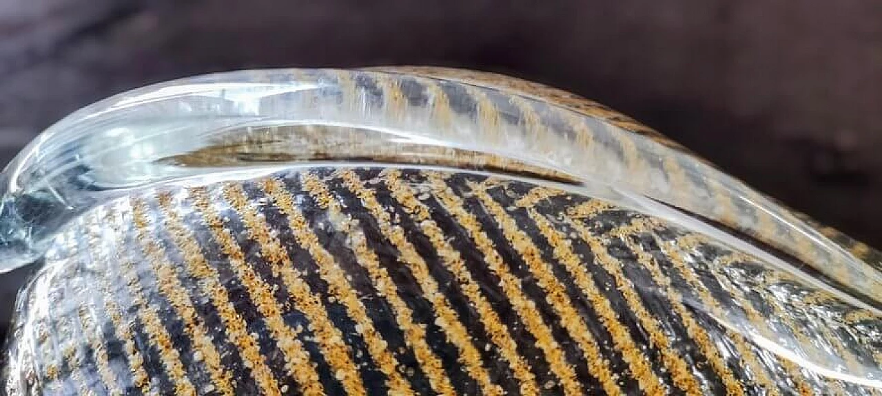 Pair of transparent and gilded Murano glass leaf wall lights, 1980s 14