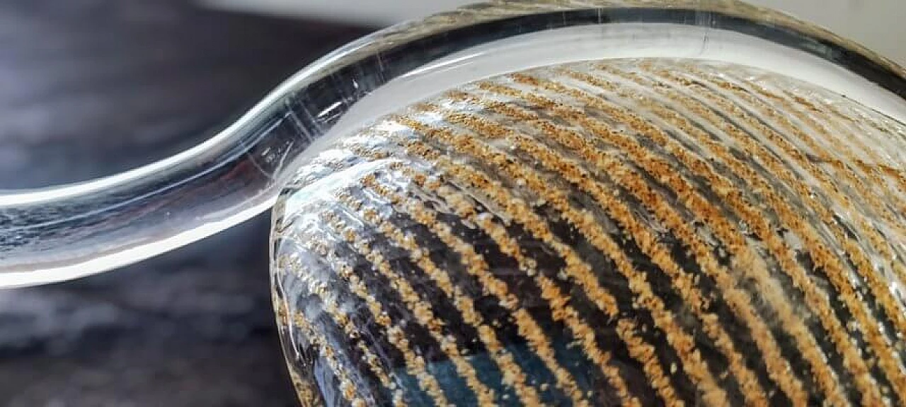 Pair of transparent and gilded Murano glass leaf wall lights, 1980s 15