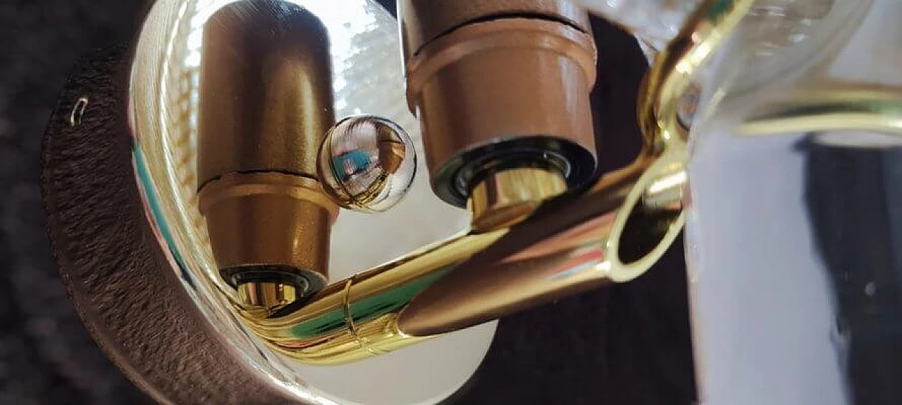 Pair of transparent and gilded Murano glass leaf wall lights, 1980s 20