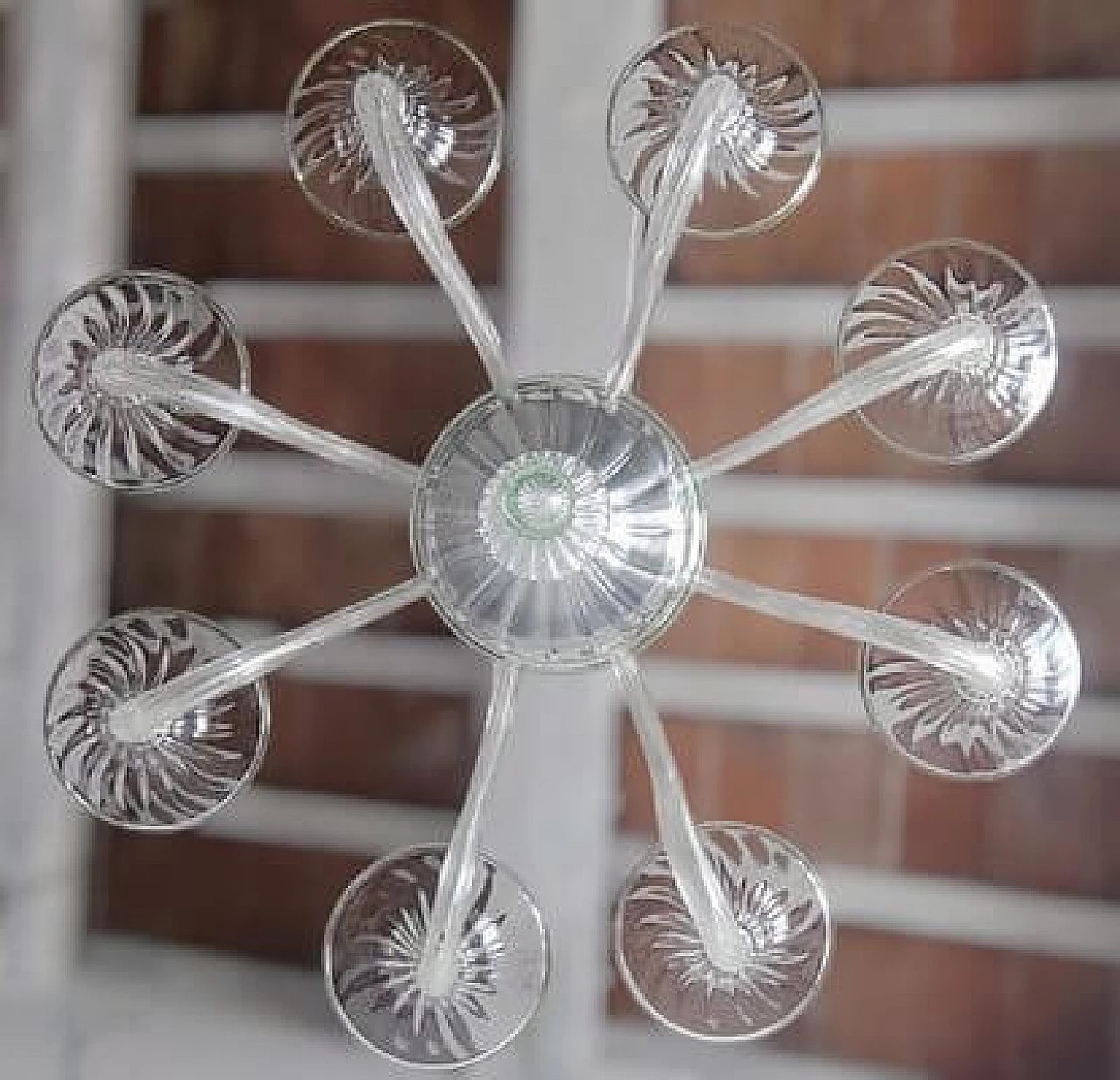 Transparent Murano glass chandelier with green details, 1980s 3