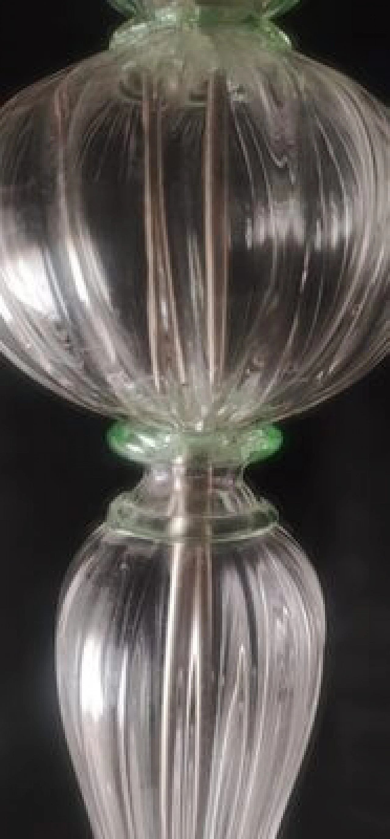 Transparent Murano glass chandelier with green details, 1980s 7