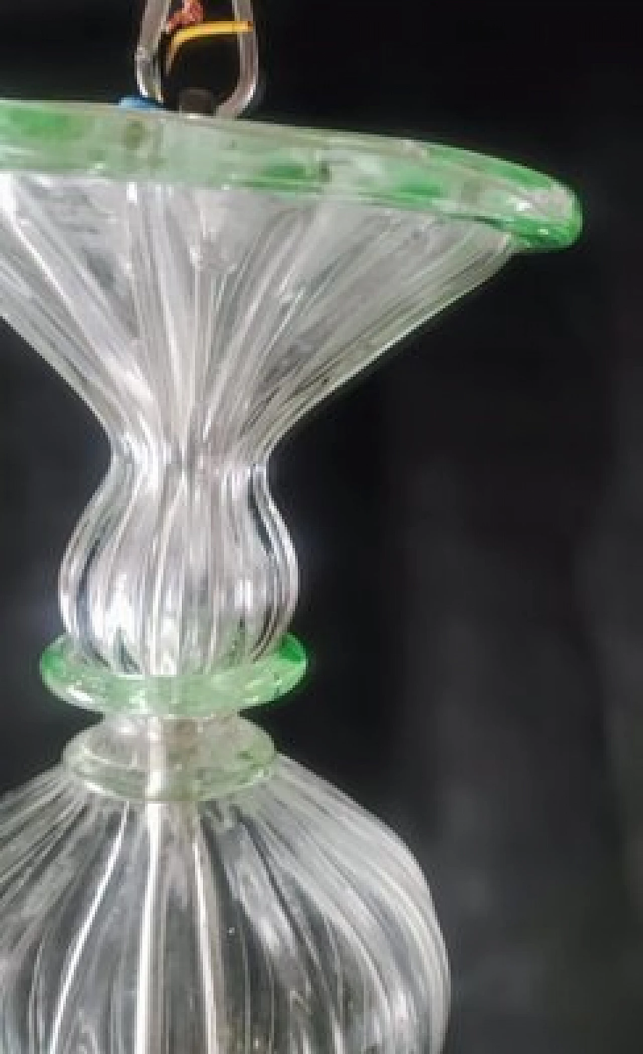 Transparent Murano glass chandelier with green details, 1980s 15