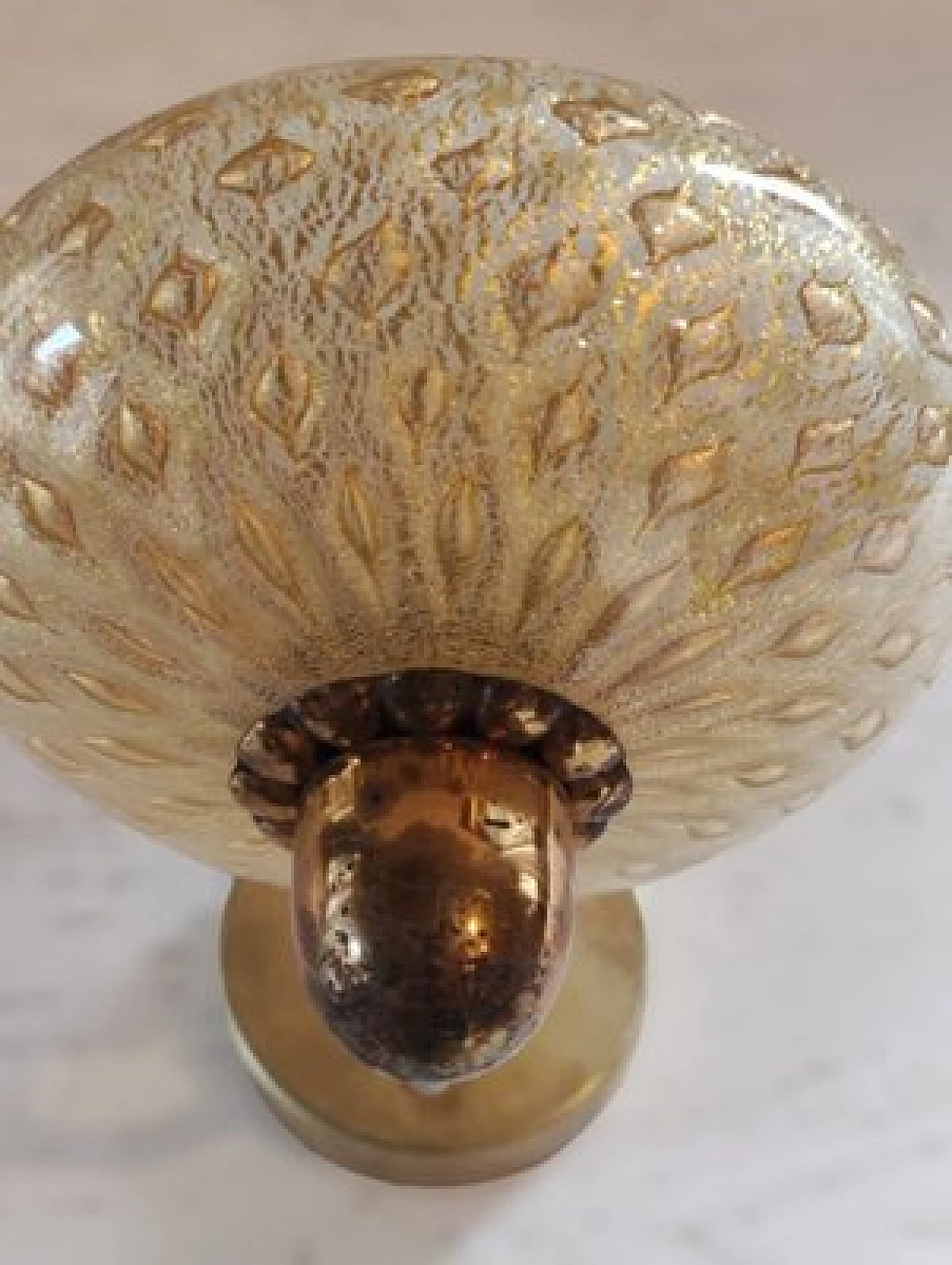 Brass-plated metal and Murano glass wall sconce, 1950s 18