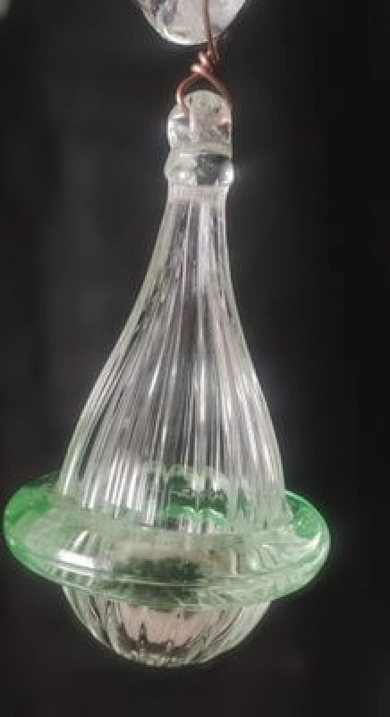Transparent Murano glass chandelier with green details, 1980s 17