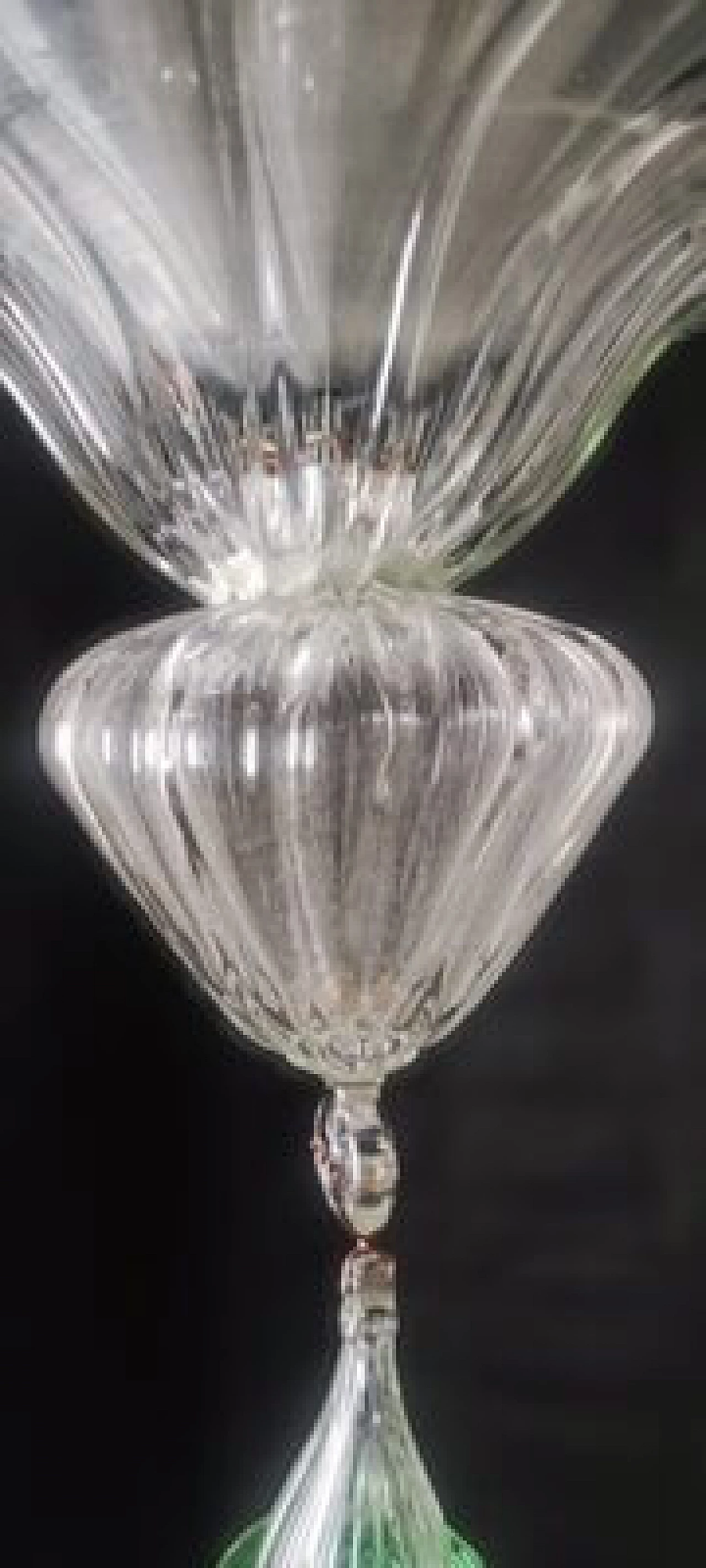 Transparent Murano glass chandelier with green details, 1980s 19