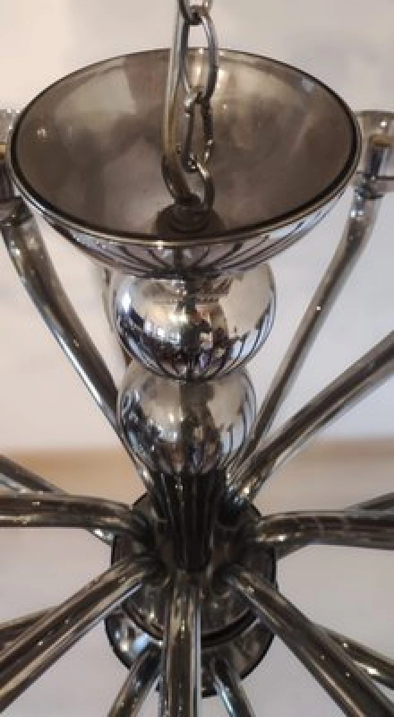 Chromed Murano glass sixteen-light chandelier 11