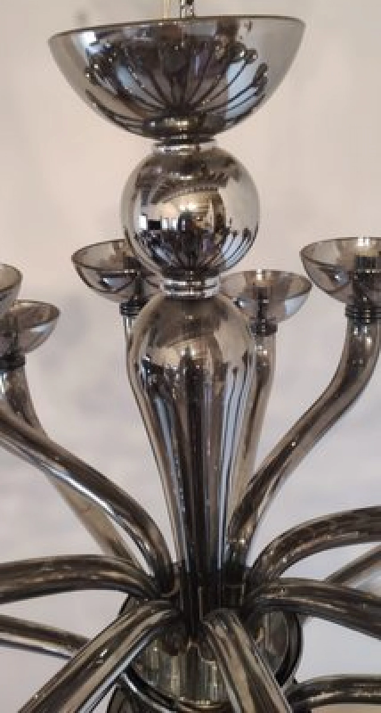 Chromed Murano glass sixteen-light chandelier 14