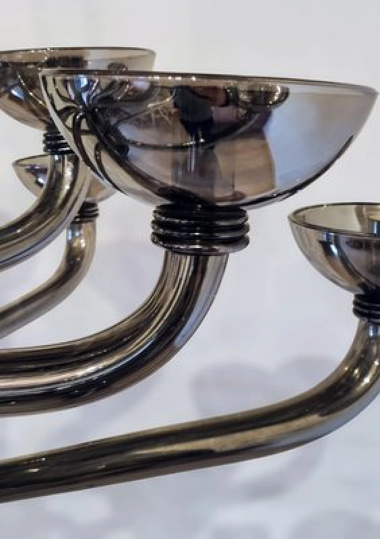 Chromed Murano glass sixteen-light chandelier 16