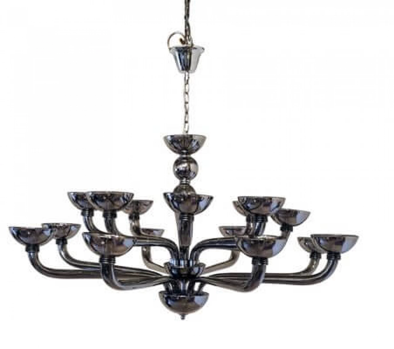 Chromed Murano glass sixteen-light chandelier 22