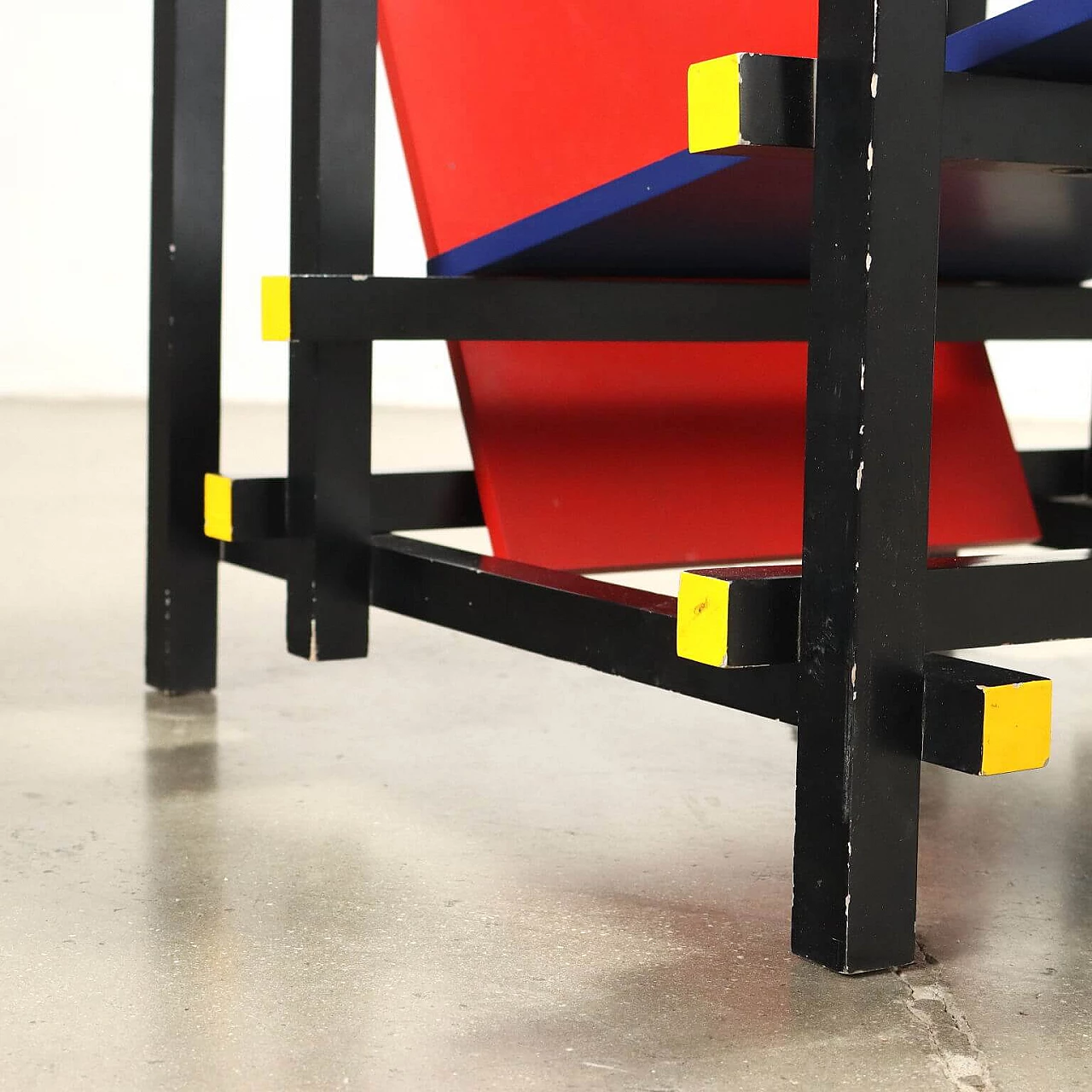 Wood armchair in the style of the Red and Blue by Gerrit Rietveld, 1980s 6