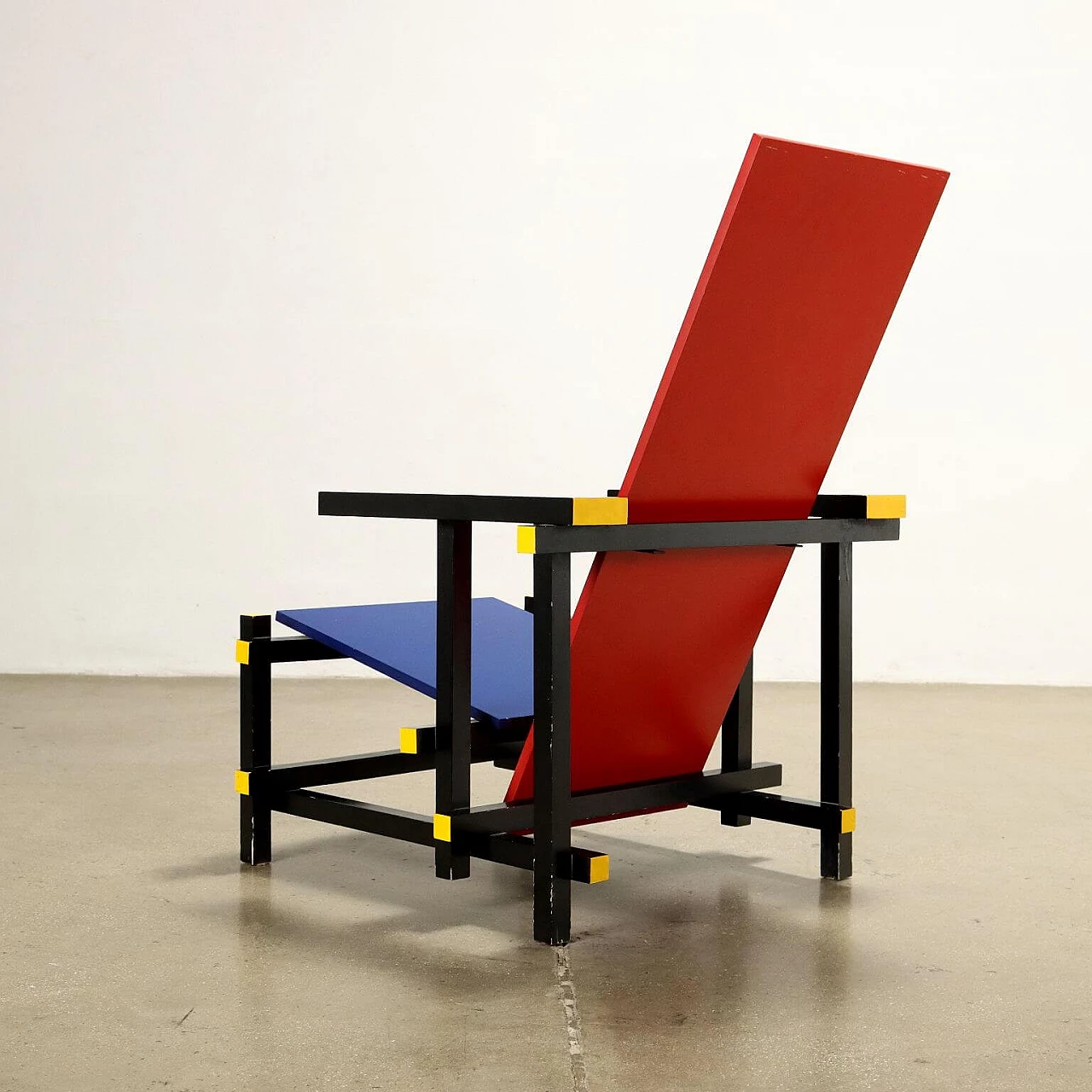 Wood armchair in the style of the Red and Blue by Gerrit Rietveld, 1980s 8