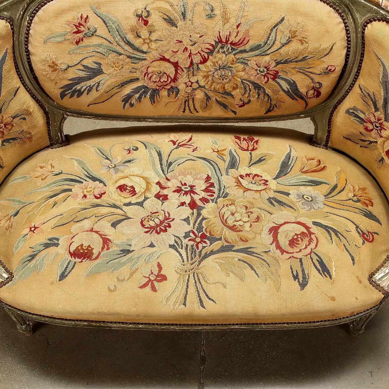 4 Neoclassical style lacquered and gilded wood armchairs and sofa, early 20th century 4