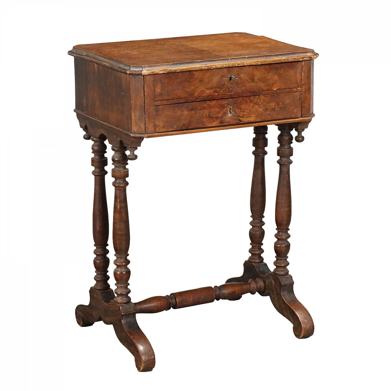 Louis Philippe work table in walnut and lacquered spruce, mid-19th century 1