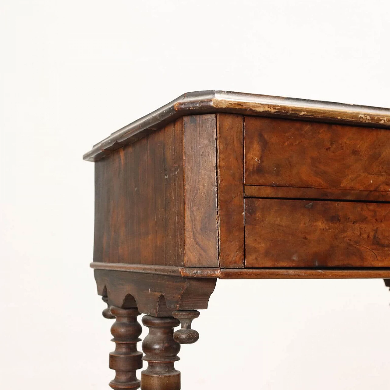 Louis Philippe work table in walnut and lacquered spruce, mid-19th century 4