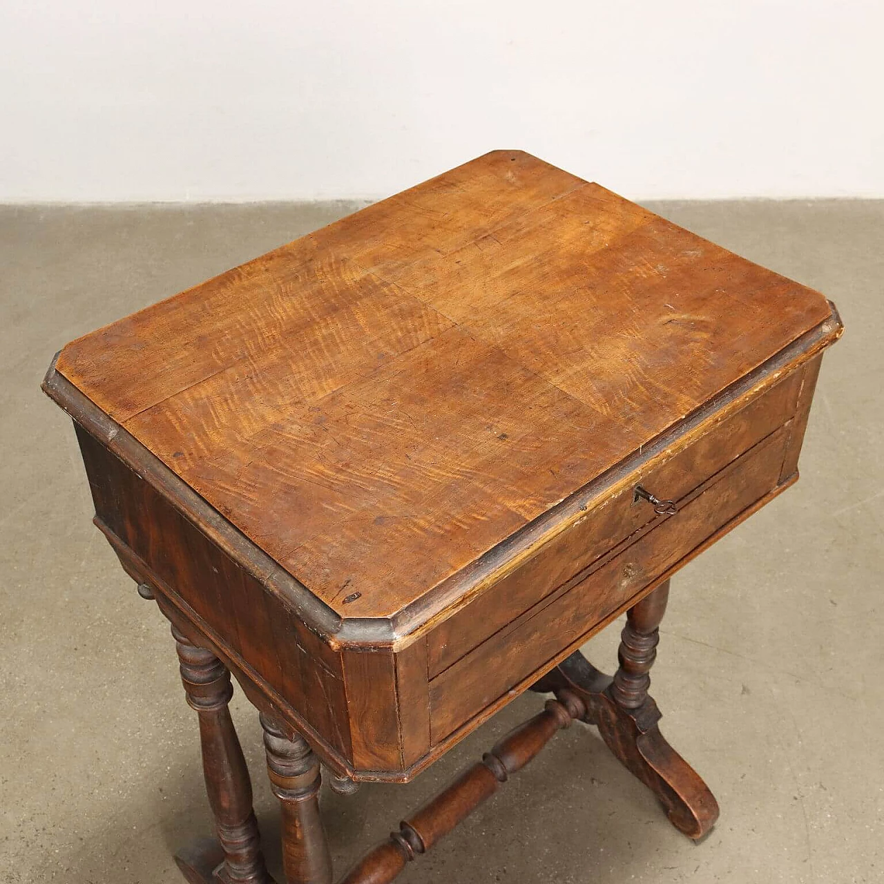Louis Philippe work table in walnut and lacquered spruce, mid-19th century 6