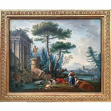 Paesaggio campestre con figure di Jean-Baptiste Pillement, '700