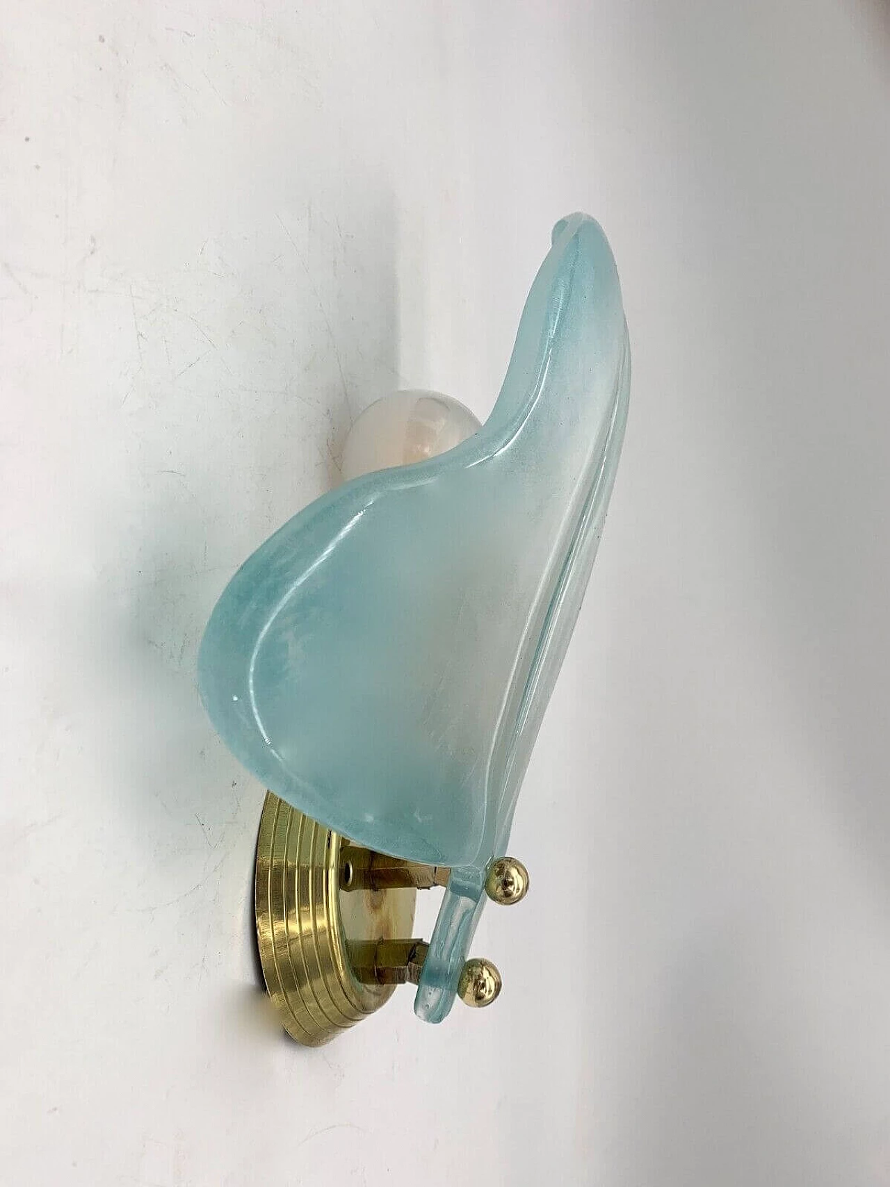 Pair of glass leaf wall sconces attributed to Seguso, mid-20th century 2