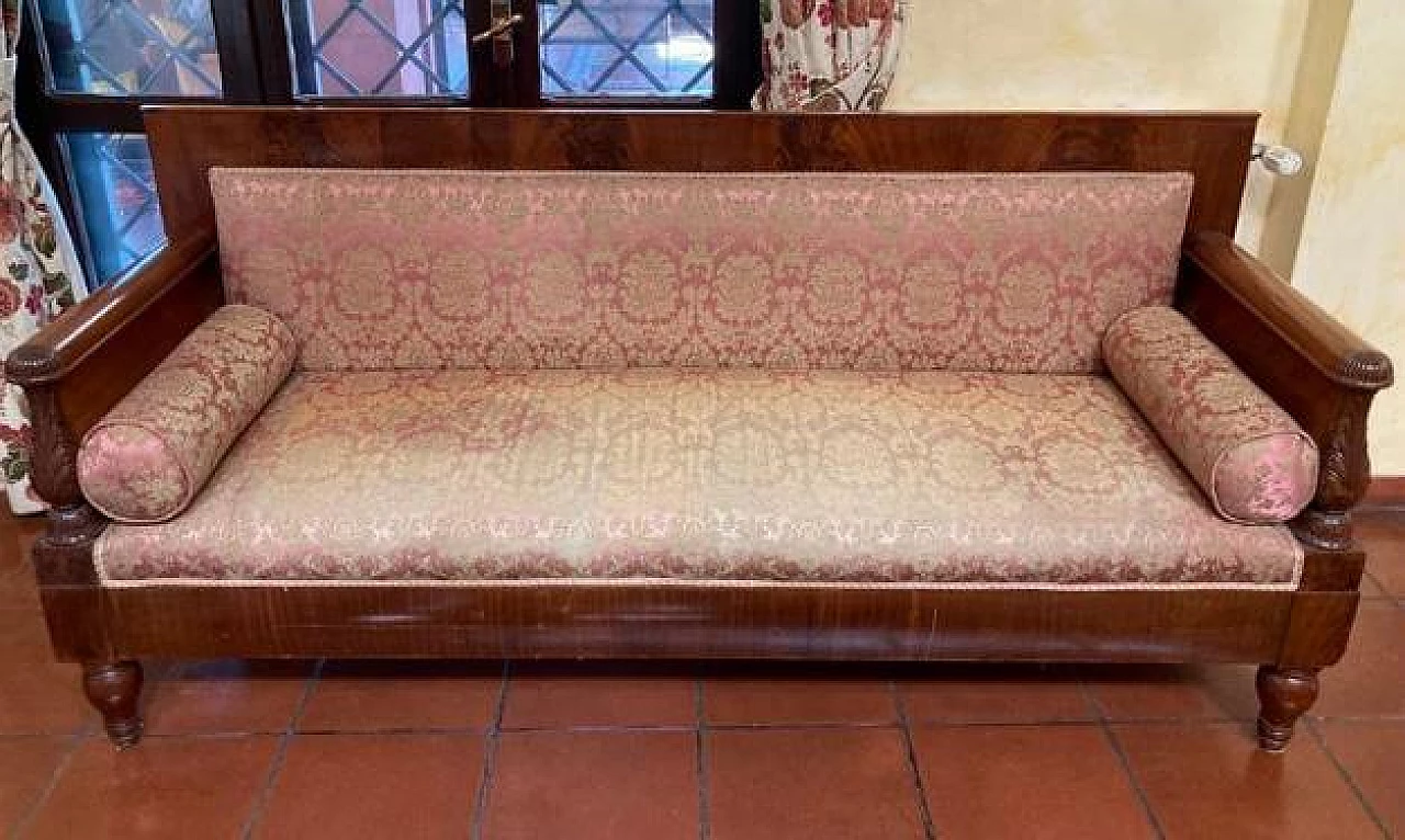 Divano Impero in legno e raso di seta, inizio '800 1