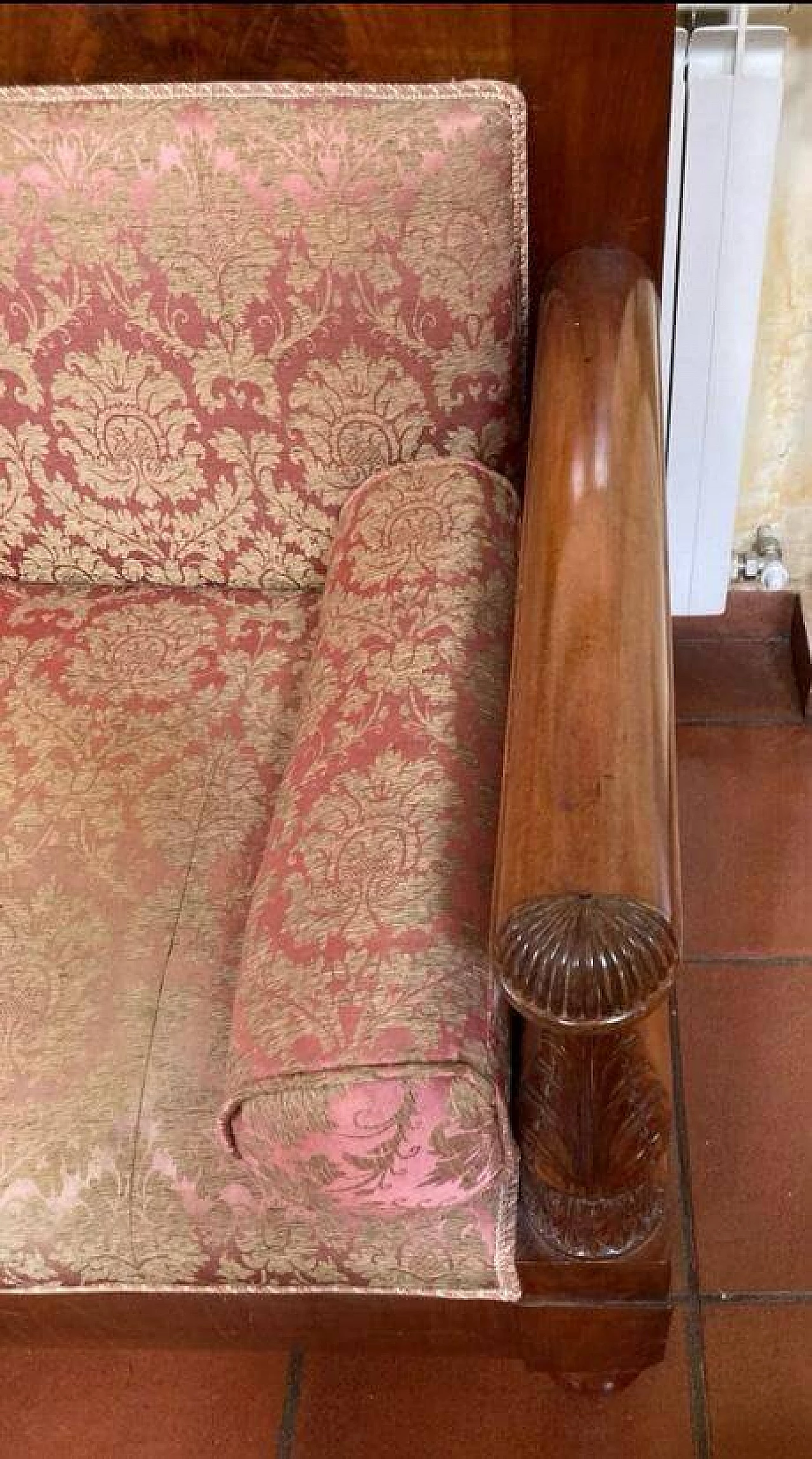Divano Impero in legno e raso di seta, inizio '800 4