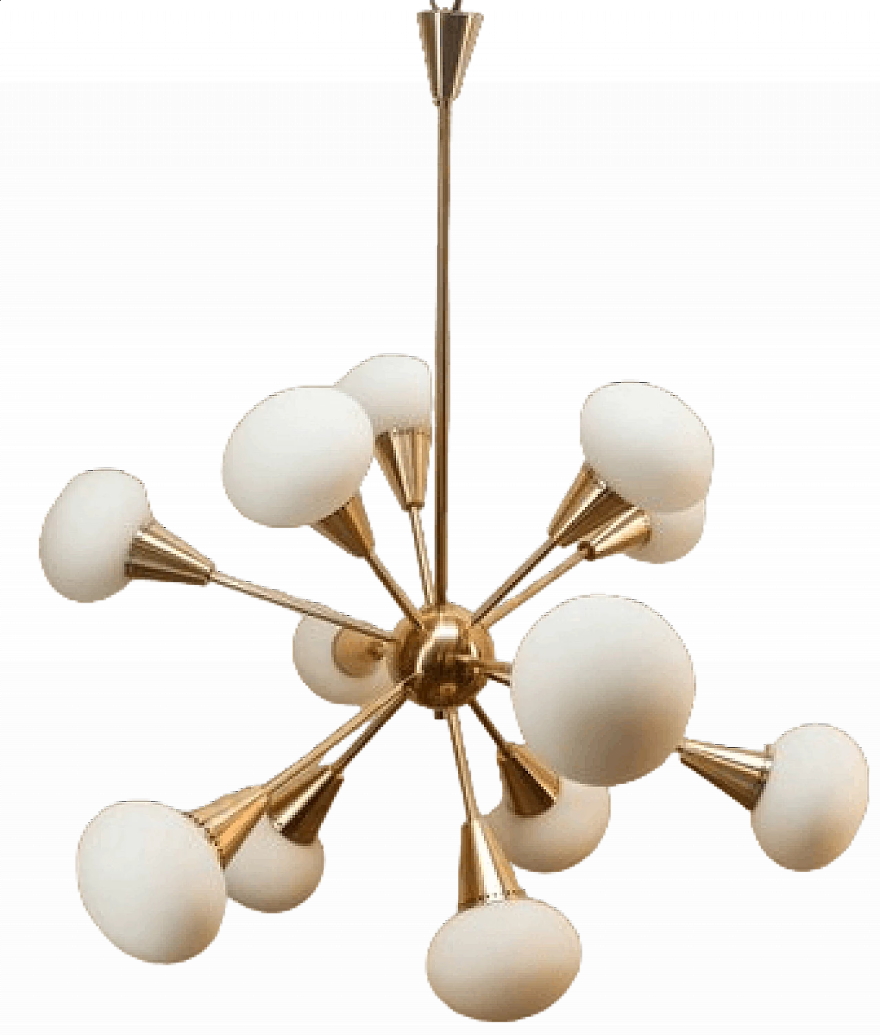 Sputnik twelve-light brass and glass chandelier, 1960s 24