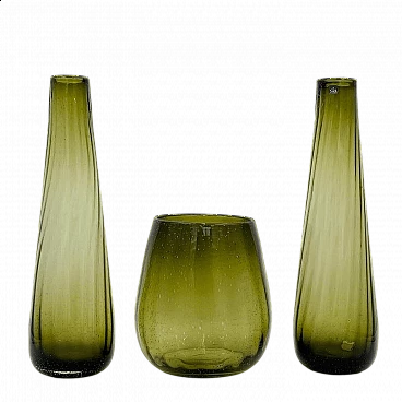 3 glass vases by Sia, 1980s