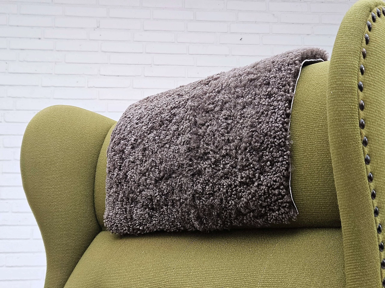 Danish oak highback armchair, 1970s 9