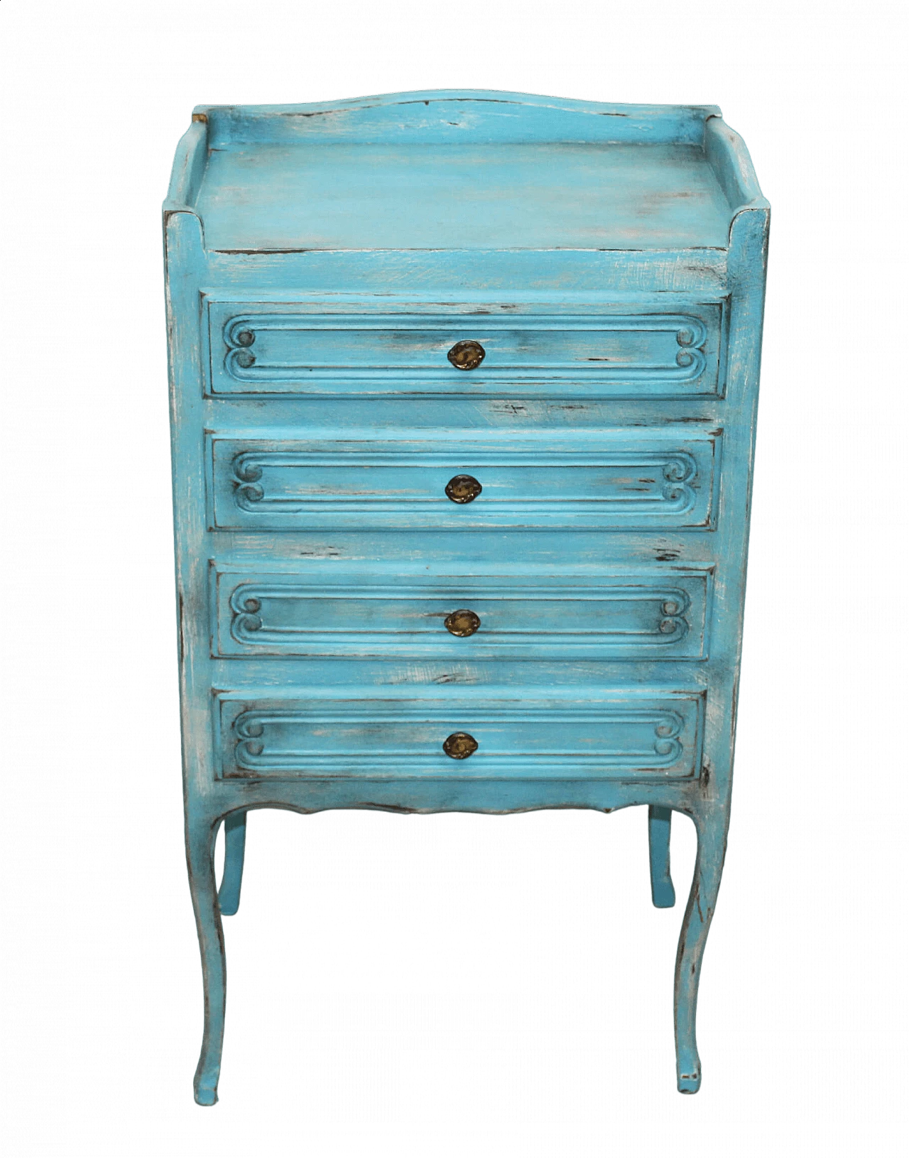 Light blue solid beech and walnut chest of drawers, 1960s 9